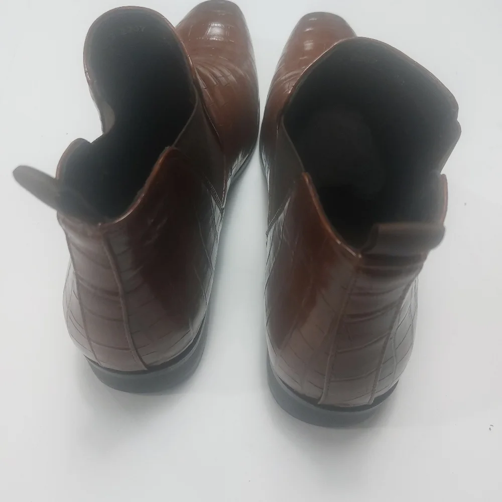 Elegant Brown Leather Men's Shoes Size 48 NWNB